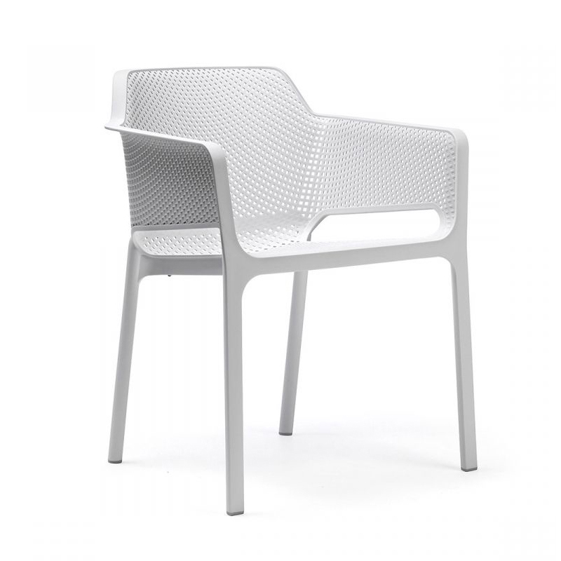 NARDI set de 4 chaises avec accoudoirs pour extérieur NET (Blanc - Polypropylène PRV)