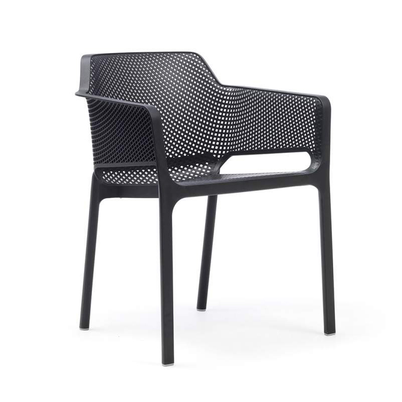 NARDI set de 4 chaises avec accoudoirs pour extérieur NET (Anthracite - Polypropylène PRV)