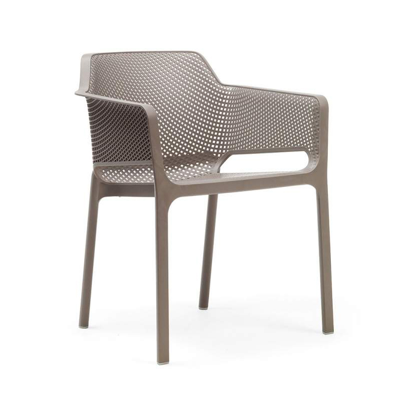 NARDI set de 4 chaises avec accoudoirs pour extérieur NET (Gris tourterelle - Polypropylène PRV)