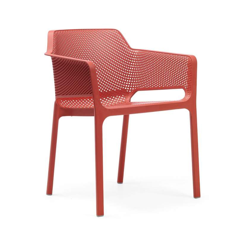 NARDI set de 4 chaises avec accoudoirs pour extérieur NET (Corail - Polypropylène PRV)