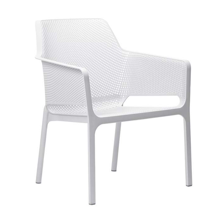 NARDI set de 4 chaises avec accoudoirs pour extérieur NET RELAX (Blanc - Polypropylène PRV)