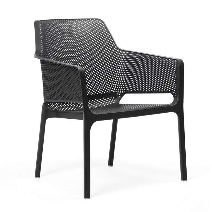 NARDI set de 4 chaises avec accoudoirs pour extérieur NET RELAX (Anthracite - Polypropylène PRV)
