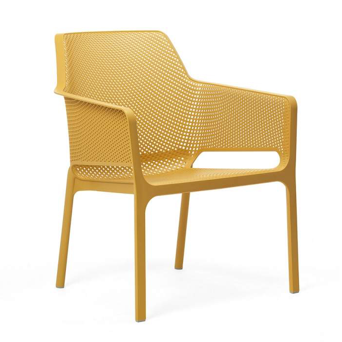 NARDI set de 4 chaises avec accoudoirs pour extérieur NET RELAX (Moutarde - Polypropylène PRV)