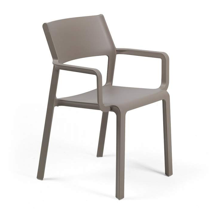 NARDI set de 4 chaises avec accoudoirs pour extérieur TRILL ARMCHAIR (Gris tourterelle - Polypropylè