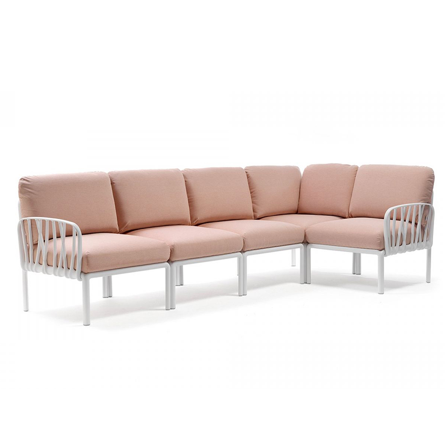 NARDI canapé pour extérieur KOMODO 5 (Blanc / Rose quartz - Polypropylène fibre de verre et tissu ac