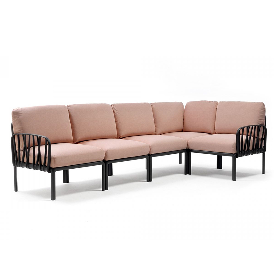 NARDI canapé pour extérieur KOMODO 5 (Anthracite / Rose quartz - Polypropylène fibre de verre et tis