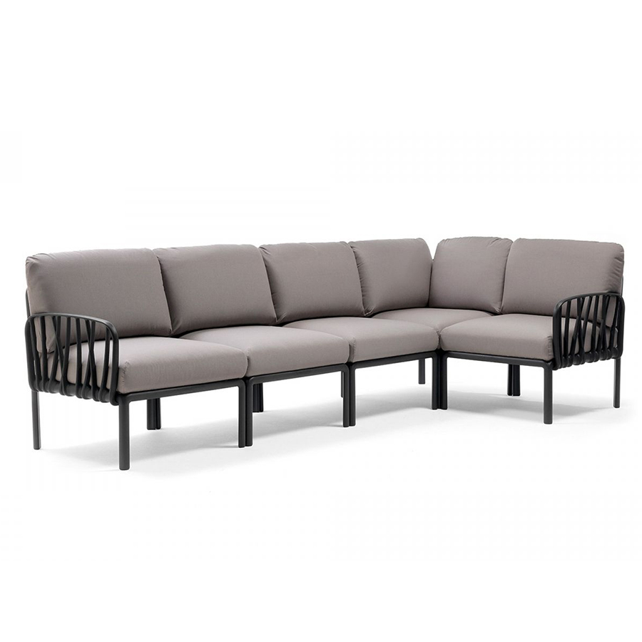NARDI canapé pour extérieur KOMODO 5 (Anthracite / Gris - Polypropylène fibre de verre et tissu acry