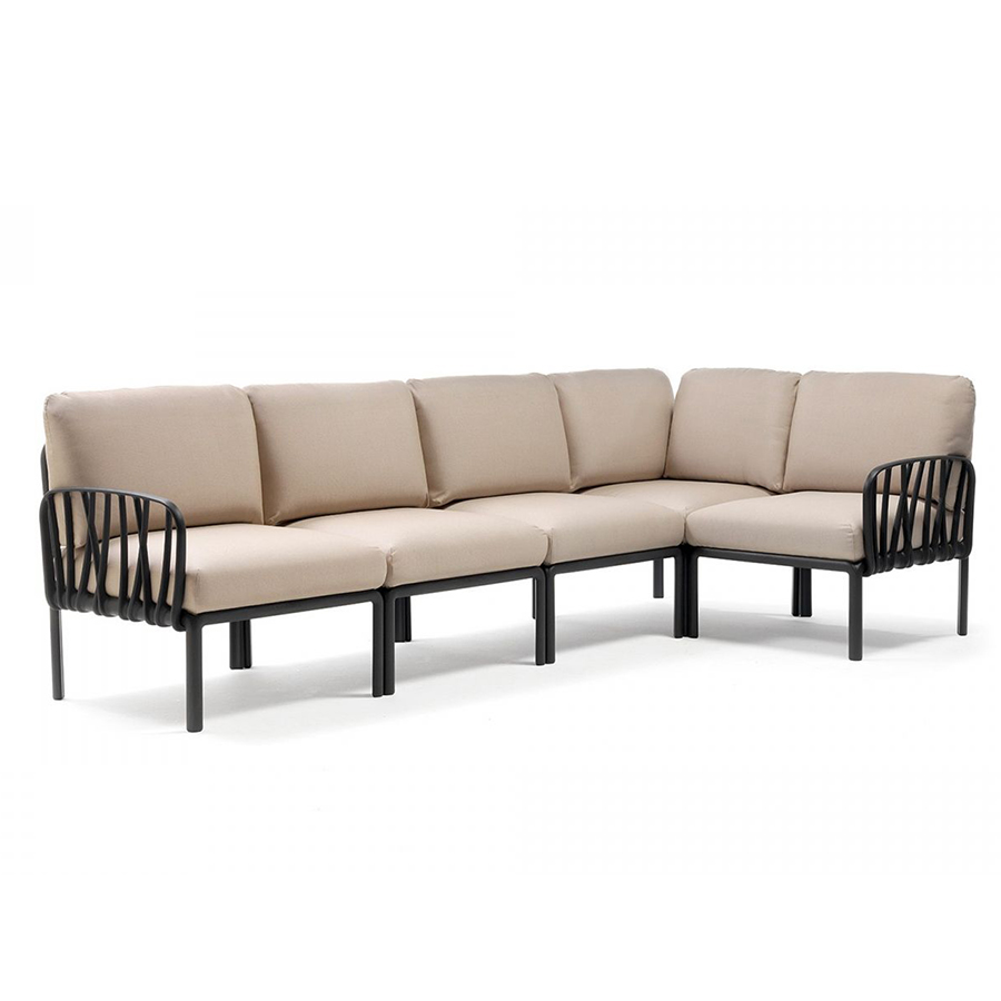 NARDI canapé pour extérieur KOMODO 5 (Anthracite / Canvas - Polypropylène fibre de verre et tissu Su