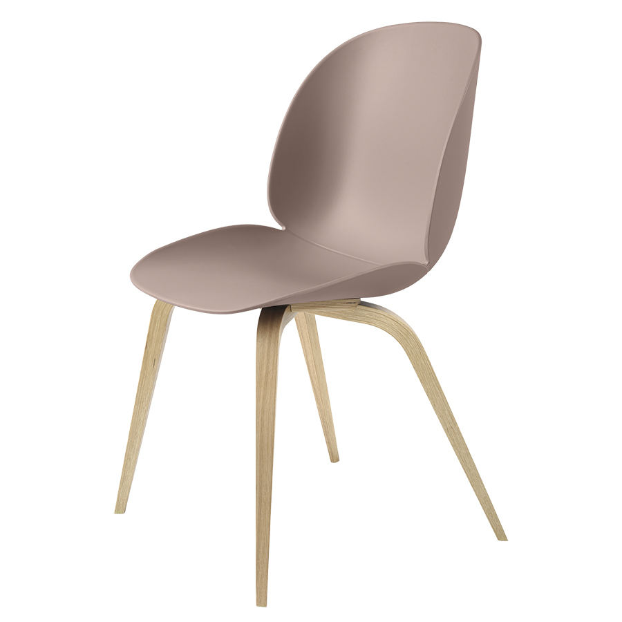 GUBI chaise BEETLE DINING CHAIR base en chêne (Sweet pink - Polypropylène et bois)