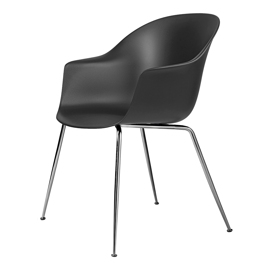 GUBI chair with arms BAT DINING CHAIR with chrome base (Black