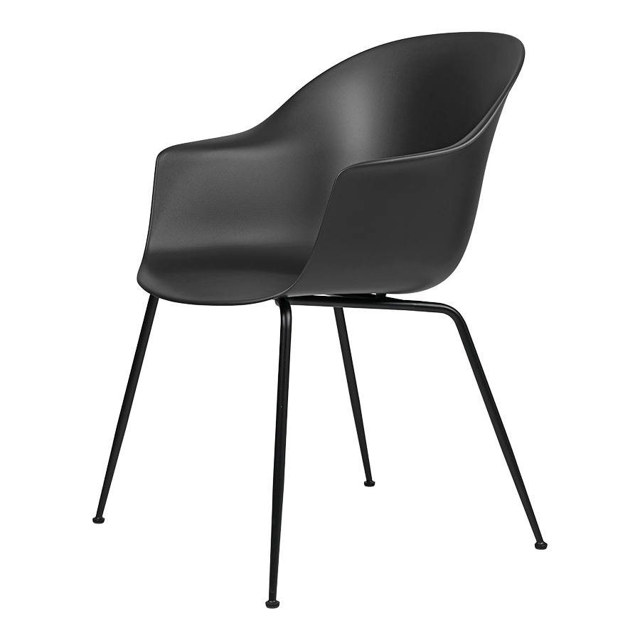 GUBI chaise avec accoudoirs BAT DINING CHAIR avec la base noir (Black - polypropylène et acier)