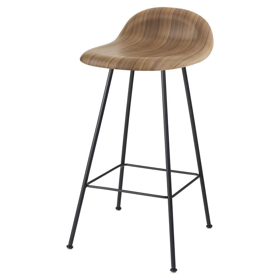 gubi tabouret 3d counter stool (noyer americain - bois et acier verni noir)