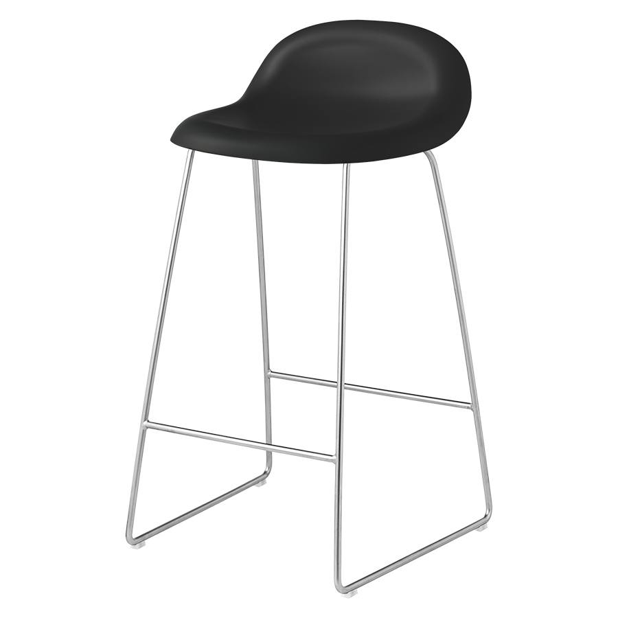 gubi tabouret 3d counter stool base luge chromee (black - hirek® et acier chrome)