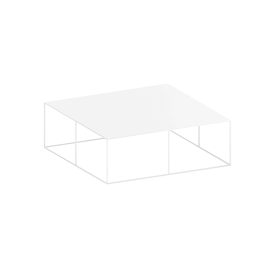 ZEUS table basse carré SLIM IRONY LOW TABLE (L 70 cm - métal verni blanc gaufré)