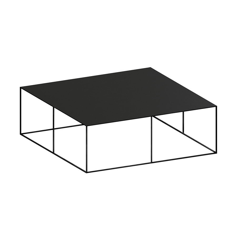 ZEUS table basse carré SLIM IRONY LOW TABLE (L 100 cm - métal verni noir cuivré sablé)