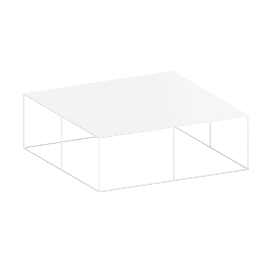 ZEUS table basse carré SLIM IRONY LOW TABLE (L 100 cm - métal verni blanc gaufré)