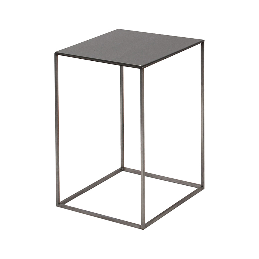 ZEUS table basse carré SLIM IRONY LOW TABLE 31 x 31 cm (H 46 cm plateau phosphate noir - métal verni