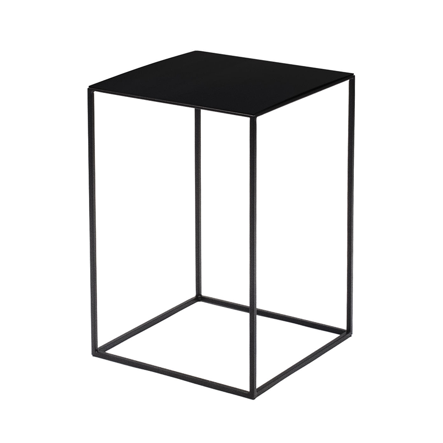 ZEUS table basse carré SLIM IRONY LOW TABLE 31 x 31 cm (H 46 cm - métal verni noir cuivré sablé)