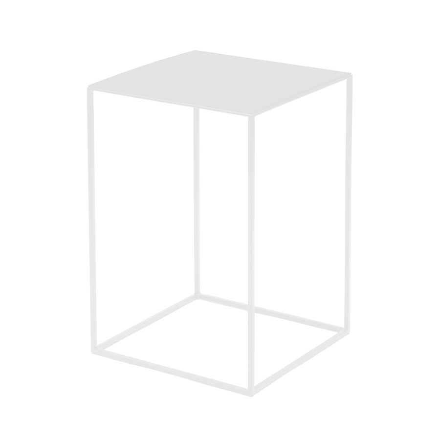 ZEUS table basse carré SLIM IRONY LOW TABLE 31 x 31 cm (H 46 cm - métal verni blanc gaufré)