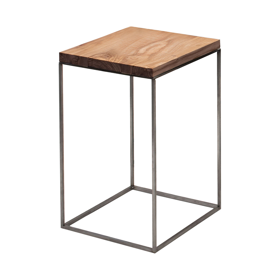ZEUS table basse carré SLIM IRONY LOW TABLE 31 x 31 cm (H 46 cm plateau bois massif affiné - métal v