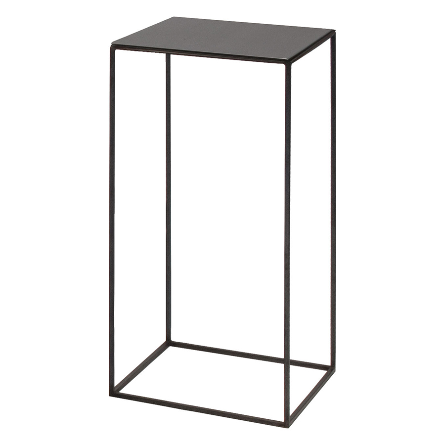 ZEUS table basse carré SLIM IRONY LOW TABLE 31 x 31 cm (H 64 cm plateau phosphate noir - métal verni