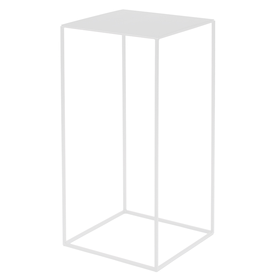 ZEUS table basse carré SLIM IRONY LOW TABLE 31 x 31 cm (H 64 cm - métal verni blanc gaufré)