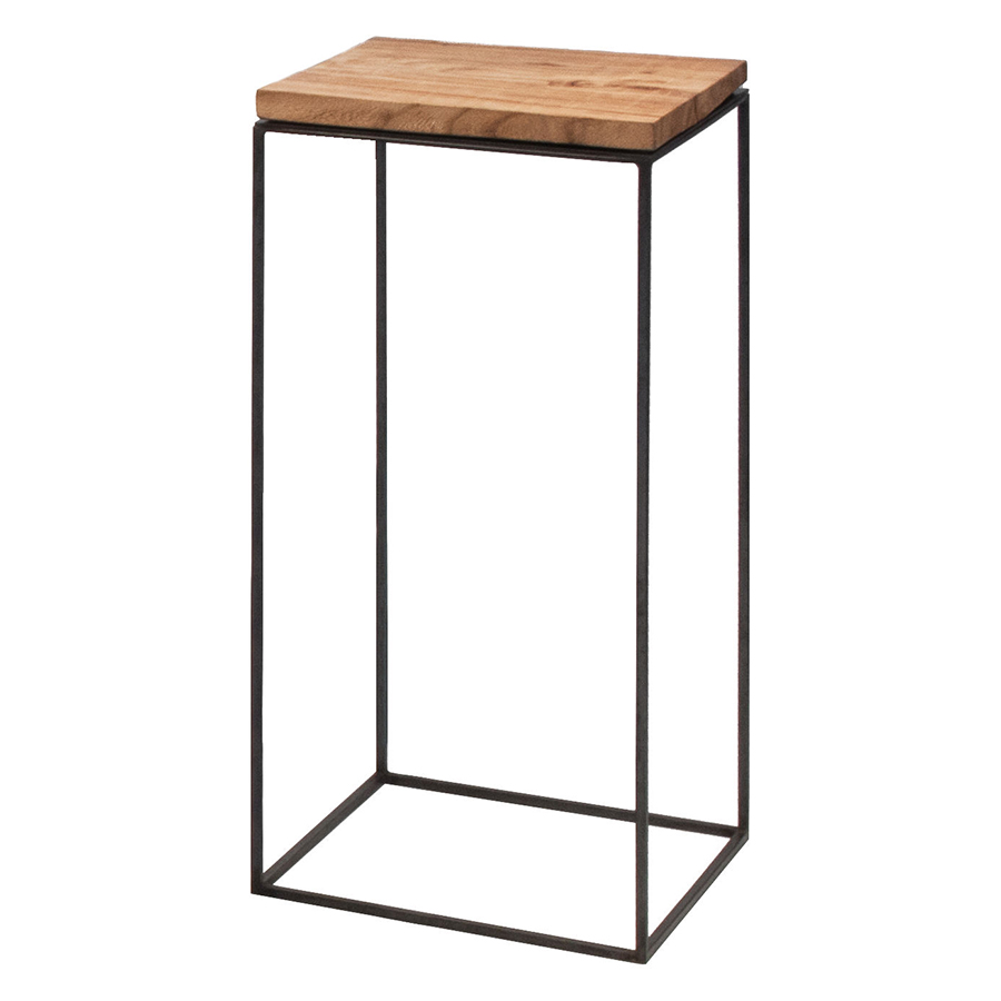 ZEUS table basse carré SLIM IRONY LOW TABLE 31 x 31 cm (H 64 cm plateau bois massif affiné - métal v
