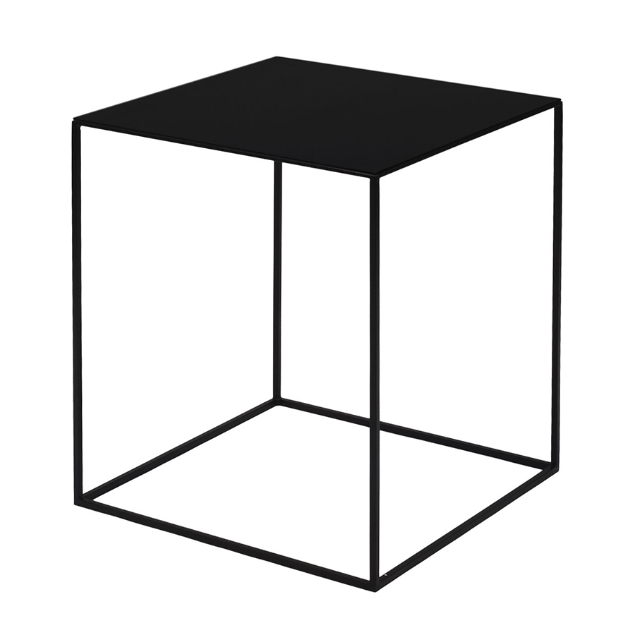 ZEUS table basse carré SLIM IRONY LOW TABLE 41 x 41 cm (H 46 cm - métal verni noir cuivré sablé)