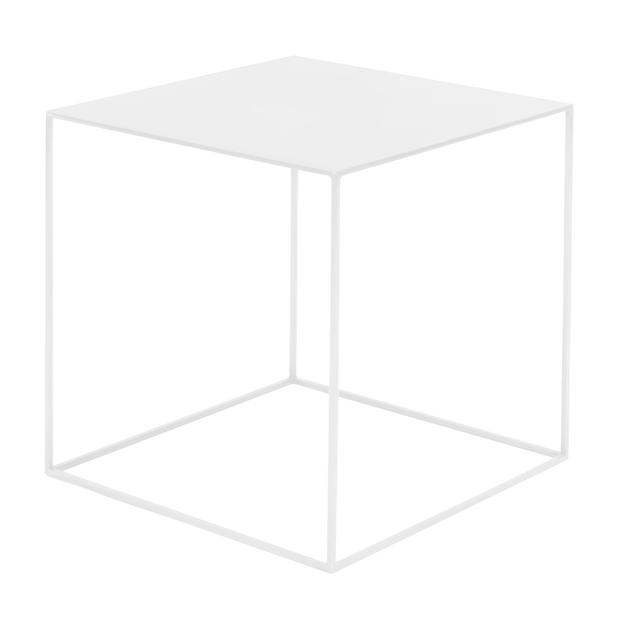ZEUS table basse carré SLIM IRONY LOW TABLE 41 x 41 cm (H 46 cm - métal verni blanc gaufré)