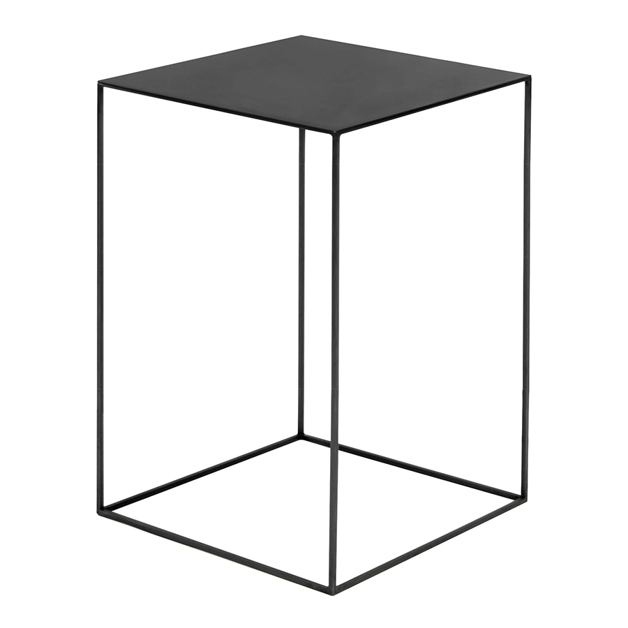 ZEUS table basse carré SLIM IRONY LOW TABLE 41 x 41 cm (H 64 cm plateau phosphate noir - métal verni
