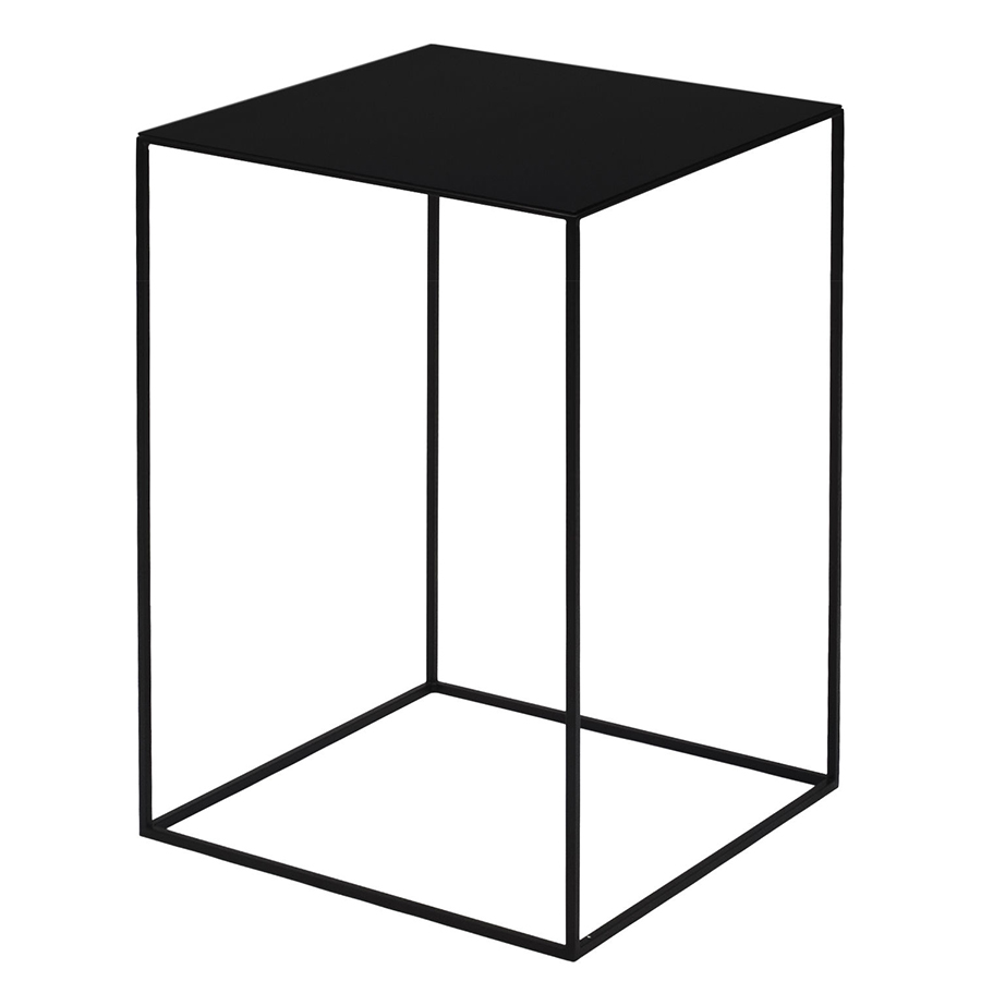 ZEUS table basse carré SLIM IRONY LOW TABLE 41 x 41 cm (H 64 cm - métal verni noir cuivré sablé)