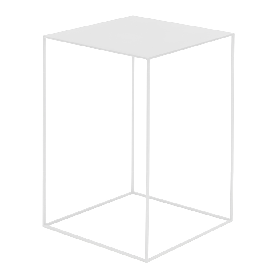 ZEUS table basse carré SLIM IRONY LOW TABLE 41 x 41 cm (H 64 cm - métal verni blanc gaufré)