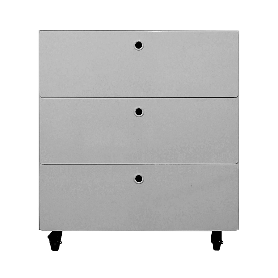 KRIPTONITE meuble à tiroirs sur roulettes 3 tiroirs L 60 cm (aluminium anodisé - Aluminium et bois)