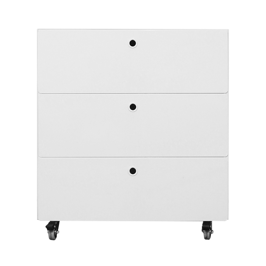 KRIPTONITE meuble à tiroirs sur roulettes 3 tiroirs L 60 cm (Blanc Opaque - Aluminium et bois)