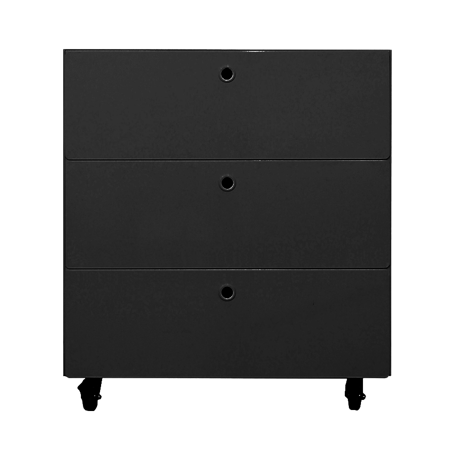 KRIPTONITE meuble à tiroirs sur roulettes 3 tiroirs L 60 cm (Noir mat - Aluminium et bois)