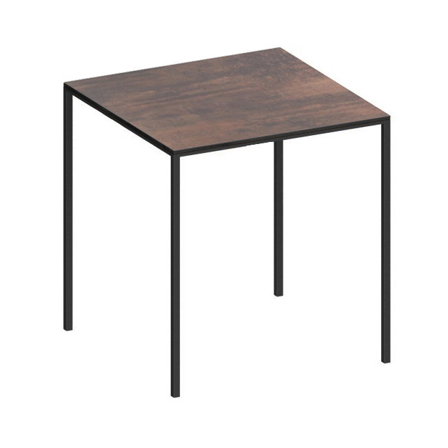 ZEUS table carré MINI TAVOLO 2018 69 x 69 cm (Noir gaufré - HPL finition rouille)
