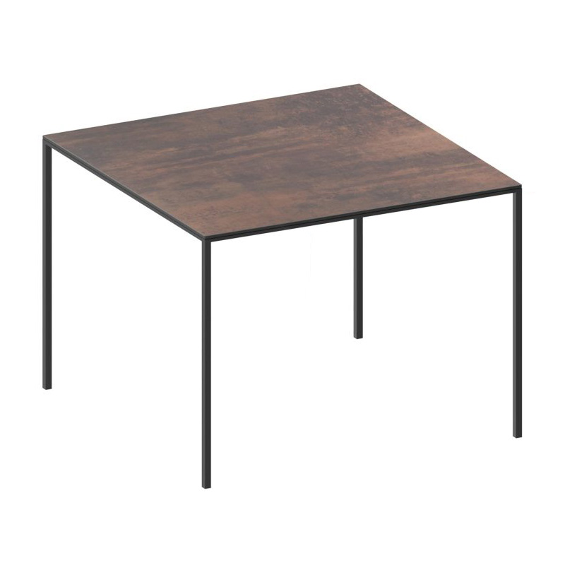 ZEUS table carré MINI TAVOLO 2018 99 x 99 cm (Noir gaufré - HPL finition rouille)