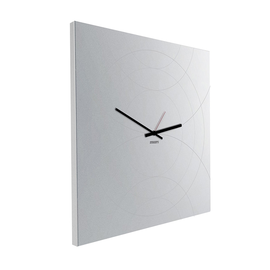 dESIGNoBJECT horloge murale avec mirror carré NARCISO (Bordure gris clair - Tôle coupée au laser)