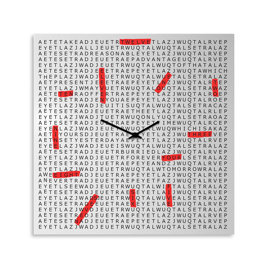dESIGNoBJECT horloge murale CROSSWORD (Blanc - Tôle coupée au laser)
