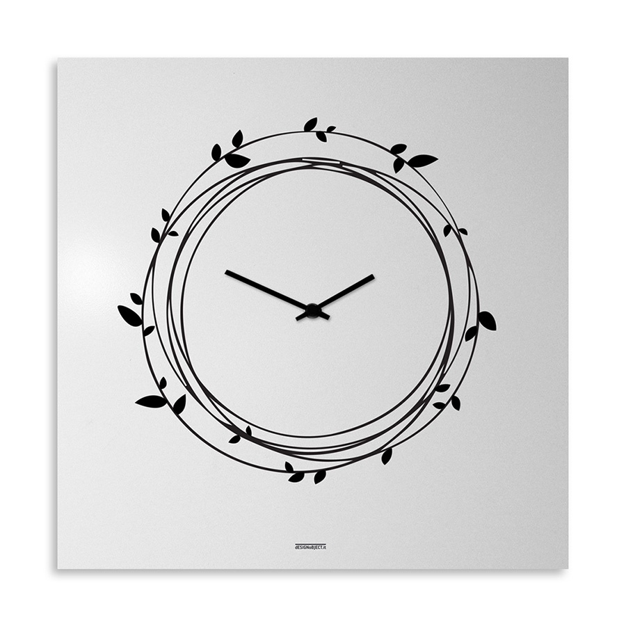 dESIGNoBJECT horloge murale NEST (Blanc / Noir - Tôle coupée au laser)