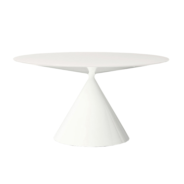 DESALTO table oval CLAY (110x160 cm / Blanc brillant - Base en polyuréthane / Plateau en cristal tre