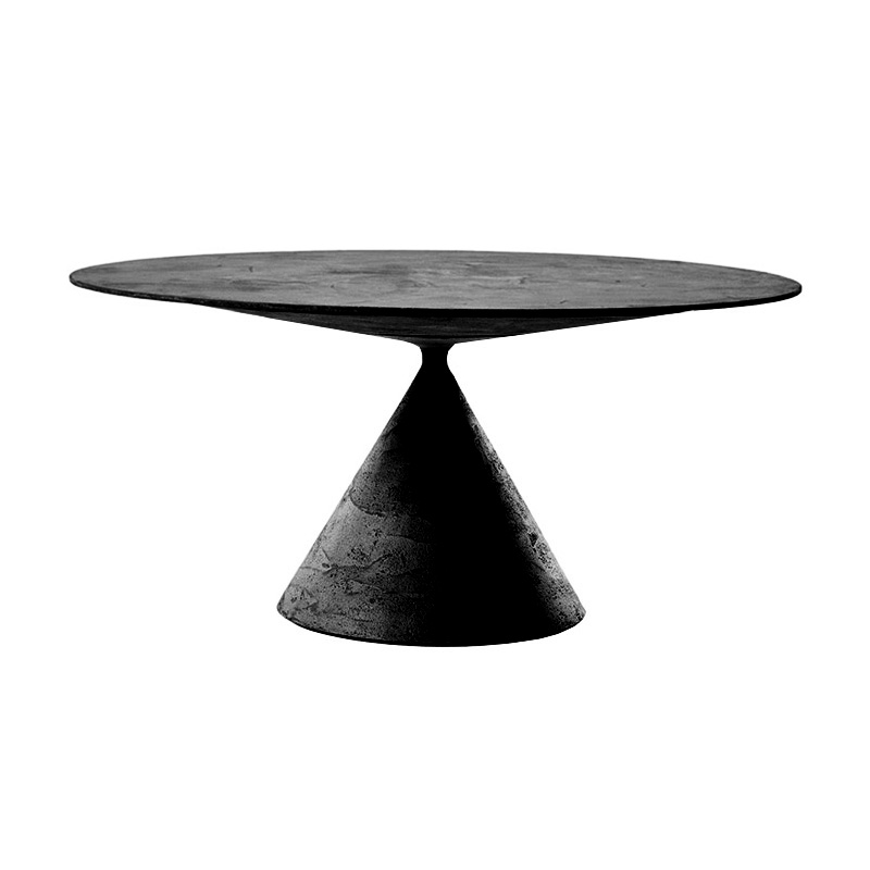 DESALTO table ronde CLAY (Ø 120 cm / Pierre lavique - Base en polyuréthane / Plateau MDF avec revête