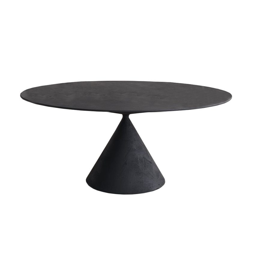 DESALTO table oval CLAY (120x200 cm / Béton noir - Base en polyuréthane / Plateau MDF avec revêtemen