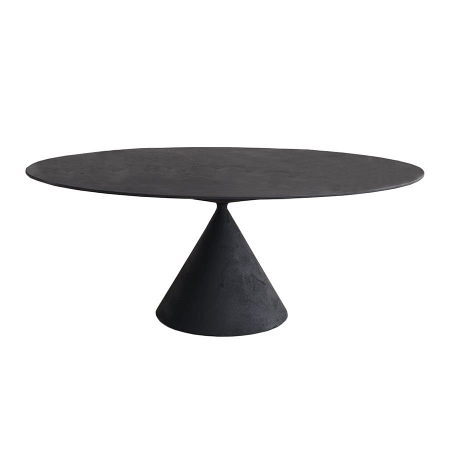 DESALTO table ronde CLAY (Ø 180 cm / Ciment noir - Base en polyuréthane / Plateau MDF avec revêtemen