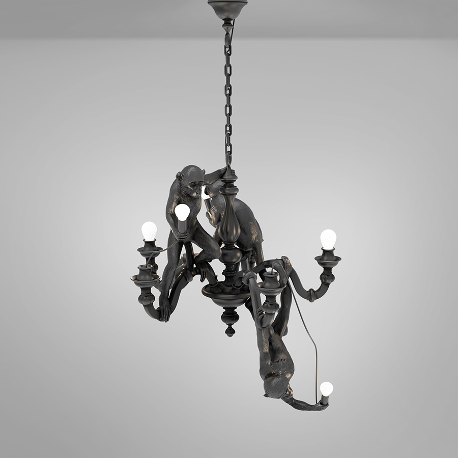 SELETTI suspension lamp MONKEY CHANDELIER BLACK