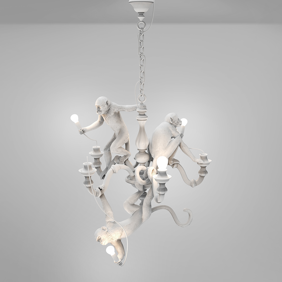 SELETTI suspension lamp MONKEY CHANDELIER WHITE