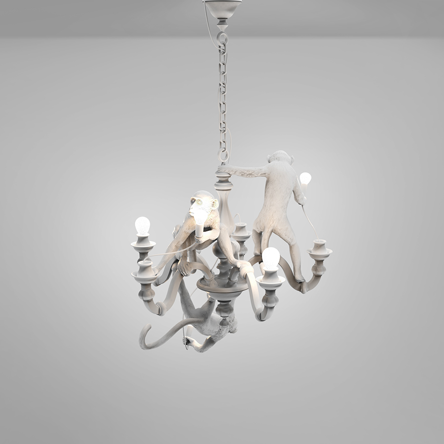 SELETTI suspension lamp MONKEY CHANDELIER WHITE