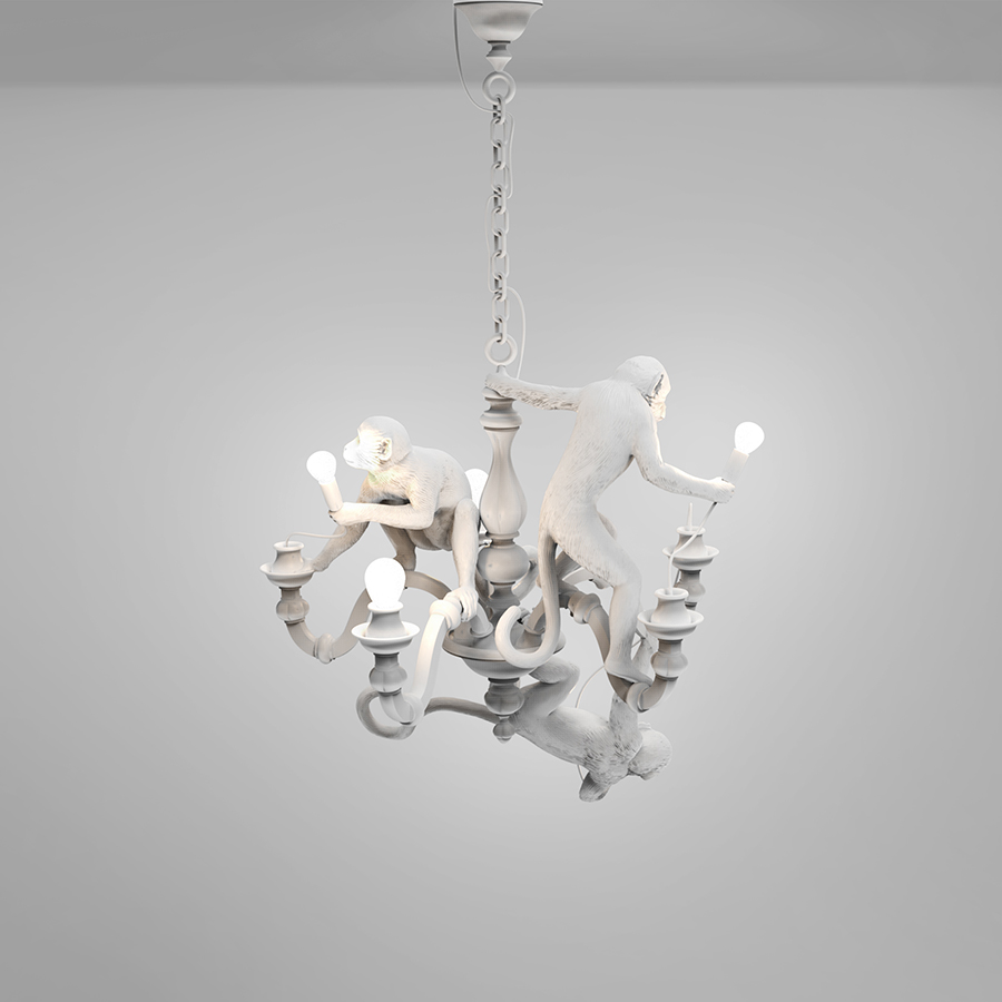 SELETTI suspension lamp MONKEY CHANDELIER WHITE