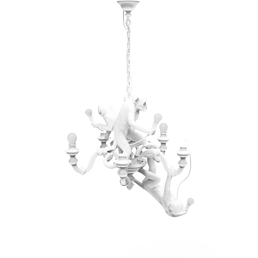 SELETTI suspension lamp MONKEY CHANDELIER WHITE