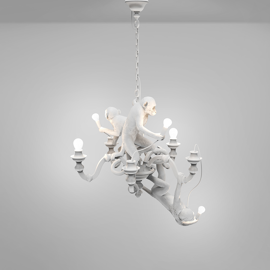 SELETTI suspension lamp MONKEY CHANDELIER WHITE